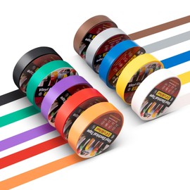 RED WOLF 10 Pack Colored Electrical Tape 3/4 Inch x 66 Ft Industrial Grade UL/CSA Listed 7 Mil Thick Flame Retardant High Temp Vinyl Electrical PVC Tape Electric Insulation Rated 600V