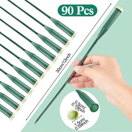 Tessco 90 Pcs 12 Inch Floral Water Tubes Green Floral Tubes Plastic Flower Tubes Supplies for Fresh Flowers with Rubber Cap for Flower Stem Arrangements Florist Supplies