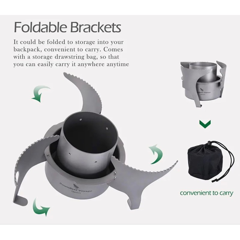 Titanium Alcohol Stove, Extendable to 14 cm, Ultra Light, for