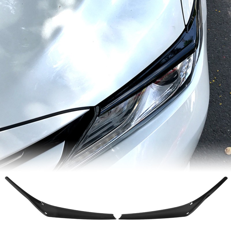 1 Pair Car Headlight Eye Lid Covers Bright Black Smooth