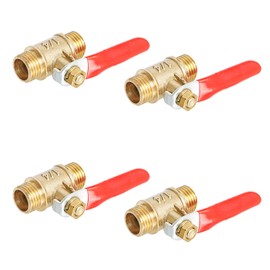 Ohamtes 4Pcs Ordinary Brass Ball Valve G 1/4" Male Thread xG 1/4" Male Thread Valve, 2 Point Double Male Thread Ball Valve, Used for Fluid Control of Water, Oil, Various Solvents, Gas, Natural Gas, Galvanized Steel Pipes, Copper Pipes, Aluminum-Plastic C