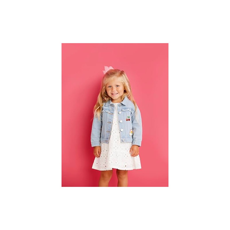 Mud Pie Girl Denim Ruffle Patch Jacket