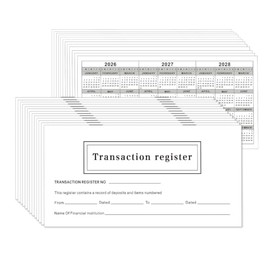 Paquete de 20 registros de cheques de 6 x 3 pulgadas para chequera personal – Registros de transacciones de libro mayor en blanco para bancos personal