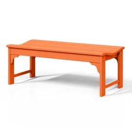 WestinTrends Malibu Outdoor Bench, All Weather Resistant Poly Lumber Backless Patio Garden Bench, Adirondack Curved Bench Seat for Comfort, Orange