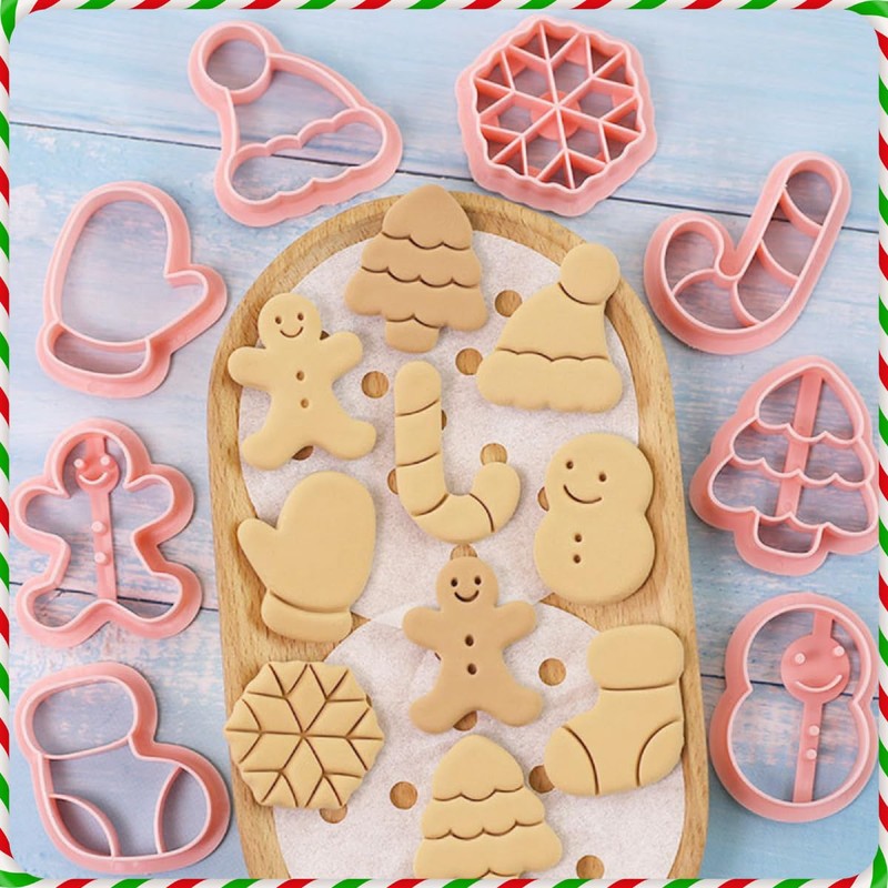 8 Pieces Christmas Cookie Cutters Set Christmas Cookie Cutters Plastic