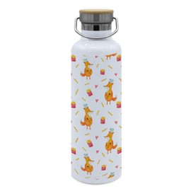 Mr. & Mrs. Panda Fox Fries Drinking Bottle Gift Stainless Steel Bottle for Sports Fries Pattern Sports Bottle Insulated