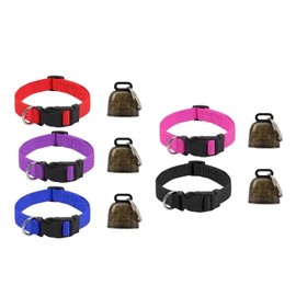 5 Pack Goat Collars with Bells, Adjustable Nylon Collar Set with Copper Bells, Pet Anti-Lost Loud Bell for Small Farm Animal Sheep Cow Pet Goat Accessories (Colorful)