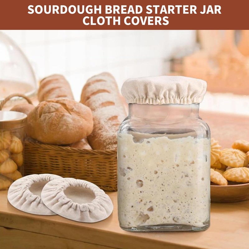 Wjelet 3PCS Sourdough Bread Starter Jar Cloth Covers, Fabric Bowl