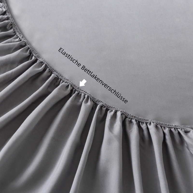 bienDo Fitted Sheet 100 x 200 cm, Grey, Bamboo, 35