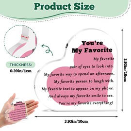 Anniversary Plaque for Couple Anniversary Birthday Gifts for Girlfriend Boyfriend Wedding Gifts for Wife Husband New Home Desk Decor Signs Christmas Valentine's Day Gifts Heart Shaped Acrylic Plaque