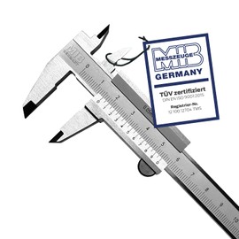 MIB Small Vernier Caliper with Locking Screw DIN 862 100 mm | Stainless Steel Calliper | Analogue Vernier Caliper | Push Gauge Matte Chrome-Plated | Precision Gauge for 4-Way Measurement | Measuring