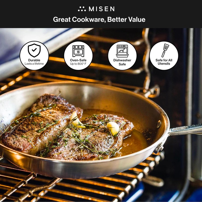 Misen 5-Ply Stainless Steel 10" Frying Pan - Professional Cookware