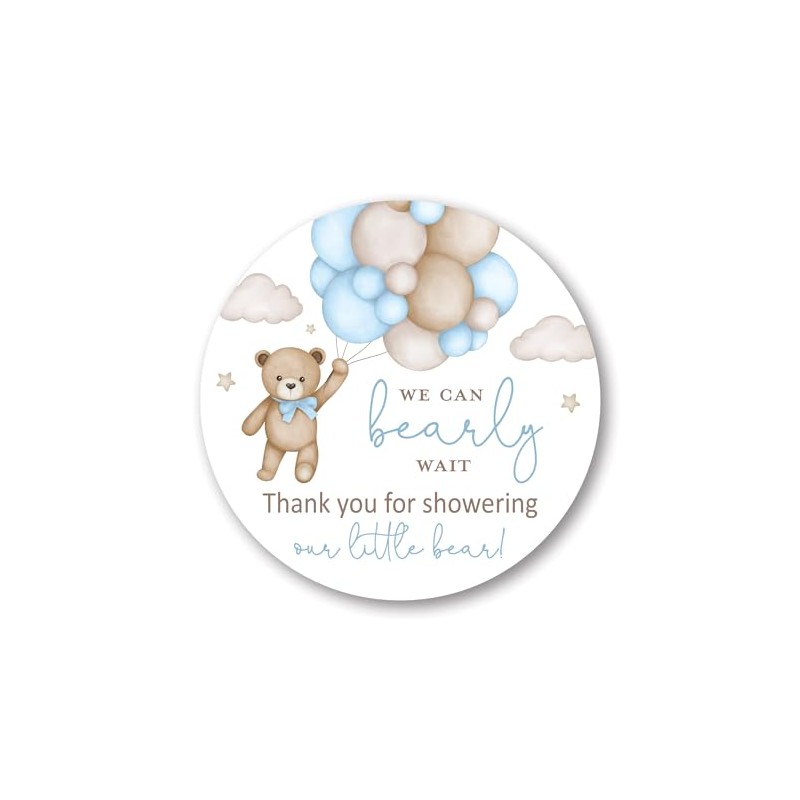 2" Round Boho Bear Balloons Baby Shower Thank You Favor