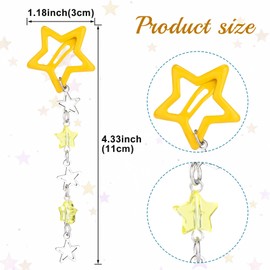 Pndeyo 2pcs Star Tassels Hair Clips for Women, Non-Slip 2000s Y2K Hair Snap Barrettes, Cute Star Beaded Pendant Hair Pin Accessories for Braid Long Short Thin Thick Hair- Yellow