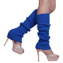 Knitted Crochet Leg Warmers Knee High Knit Leg Sleeves Long Boot Cuffs Party Accessories for Women Girls Royal Blue