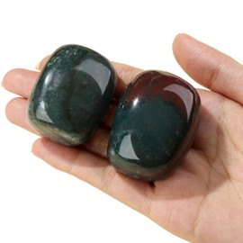 QINJIEJIE Indian Agate Polished Healing Crystals 1.8-2.0" 2PCS Green Moss Agate Large Reiki Healing Crystal Natural Rocks Energy Tumbled Stones for Reiki Divination Meditation