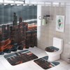 HDESDIS 4Pcs Modern Skyscraper Night Shower Curtain Sets, 4pcs Chicago