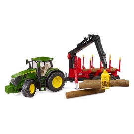 Bruder 09829 John Deere 7R 350 with Forestry Trailer and 4 Trunks