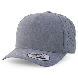 Armycrew XXL Oversize 5 Panel Perforated Premium Snapback Cap, Heather Grey, XX-Large