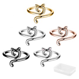 DAWRIS 5 PCS Crochet Tension Rings, Adjustable Crochet Rings for Fingers UK Crochet Rings, Knitting Ring Crochet Yarn Guide Ring Kit for DIY Craft, Crochet Ring with Storage Box for Hand Weaving