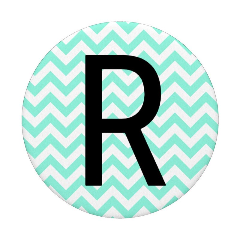 Letter R Initial Monogram Name Mintgreen Chevron Black