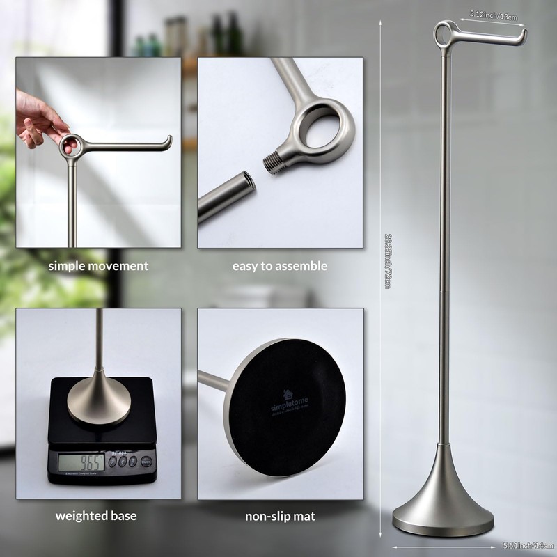 simpletome Toilet Paper Holder Free Standing, Stable Weighted Base, Modern
