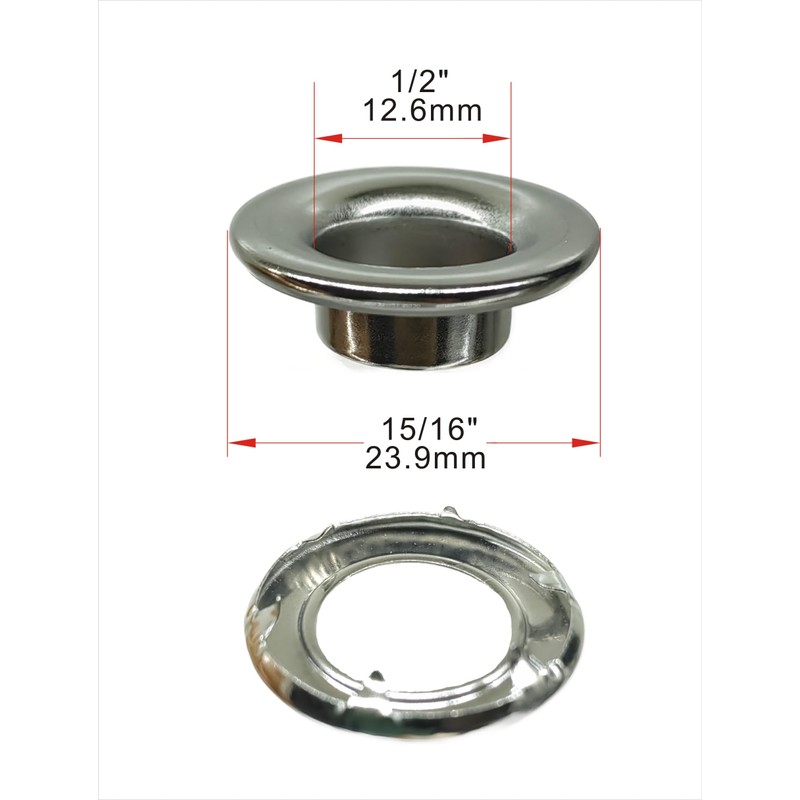 316 Stainless Steel Rolled Rim Grommet and Spur Washer Set