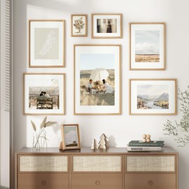 20x30 Poster Frame, USA-Sourced Oak Wood Picture Frame with HD Tempered Glass, Handcrafted Rounded Corner 20 x 30 Wooden Frame Matted to 16x24 Photos, Horizontal or Vertical Wall Display