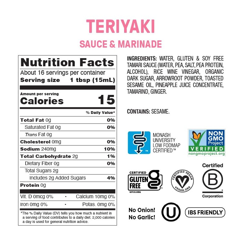 Fody Foods No Soy Teriyaki Sauce & Marinade, 8.5 Oz,