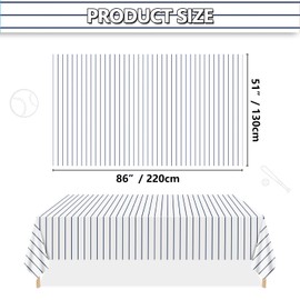 APUXXJUPA 4 Pack Plastic Baseball Tablecloths, 51 x 86 Inches Rectangle Stripe Party Decorations for Game Day Baseball Theme Party Supplies