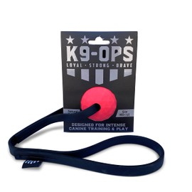 K9 Ops Dog Ball Tug with Handle Biotug Fetch Toy - Solid Rubber Reward Toys - Large Dogs Durable Indestructible Aggressive Chewers (LG/XL, Ruby Red)