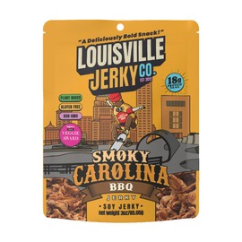 Louisville Vegan Jerky - Sweet & Smoky Carolina Mustard BBQ Vegan Meat - Lip-Smacking Vegan-Friendly & Vegetarian Jerky - Non-GMO Soy Protein, Gluten-Free High Protein Vegan Snacks (3oz)