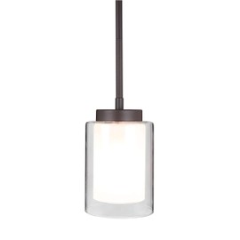 XiNBEi Lighting Pendant Lighting Modern 1 Light Mini Pendant Light with Dual Glass in Dark Bronze, Adjustable Hanging Ceiling Light for Kitchen & Living Room XB-P1195-DB