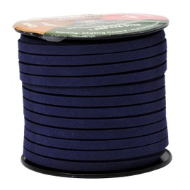 Mandala Crafts Dark Navy Blue Faux Suede Cord for Jewelry Making - 5mm 50 Yards Flat Vegan Leather Strings Laces Strips for Bracelets, Necklaces, DIY Crafts, and Dream Catchers Supplies