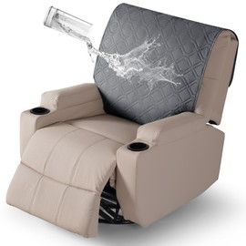 VANSOFY Recliner Chair Covers 100% Waterproof Backrest Cover Reclining Cover Non-Slip Dog Chair Cover Furniture Protector Washable Slipcover Elastic Straps for Pets, Dogs(Dark Gray)