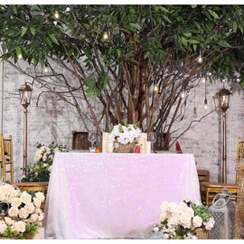 SquarePie Sequin Tablecloth 50 x 72 Inch Iridescent Sparkly Table Linen for Wedding Party