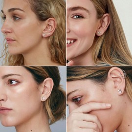 FOCALOOK S925 Silver Letter Stud Earrings for Young Lady, Hypoallergenic Tiny Small Silver Initial Z Earrings for Sensitive Ears