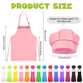 28 Pcs Kids Apron Bulk Chef Hat Set, Adjustable Children's Bib Apron Boys Girls Aprons with 2 Pockets Chef Costume (Multicolor)
