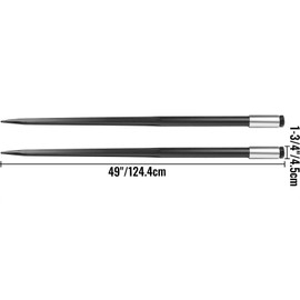 VEVOR 49" 4000 lbs Capacity Quick Attach Square, 2 Pics Black Forks, Bale Spike with Hex Nut & Sleeve for Buckets Hay Spears
