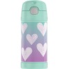 THERMOS FUNTAINER Botella de acero inoxidable de 12 onzas con aislamiento al vacío para niños, corazones morados