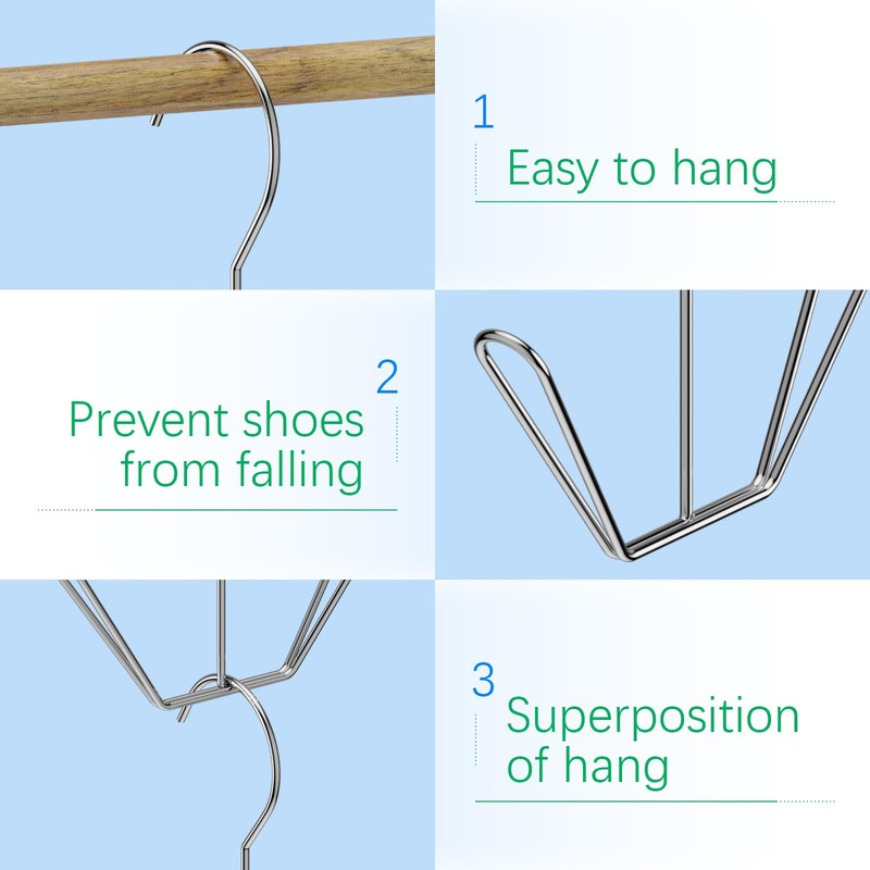 Easecos 6 Pcs Shoes Hanger Drying Rack Stainless Steel Shoes