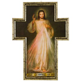 MaMeMi Unbekannt Bild Barmherziger Jesus  Kreuzform gerahmt  36 x 26 cm