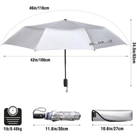 G4Free UPF 50+ UV Protection Large Travel Umbrella 46 Inch Auto Open Close Windproof Sun Blocking Umbrella (Blue)