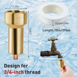 2PCS Outdoor Faucet Freeze Protection, Freeze Prevention Valve Winter Faucet Freeze Protector Spigot Anti Freeze Faucet Valve Outdoor Faucet Protector for 3/4 Inch Thread with 1 Roll Teflon Tape