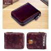 Wallet for Men Bifold Genuine Leather Zipper Wallet RFID Blocking