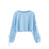 SweatyRocks Women's Casual Lace Up Long Sleeve Pullover Crop Top