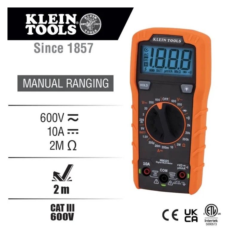 Klein 600V Digital Multimeter ManualRanging MM325;