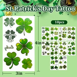80Pcs St Patricks Day Tattoos,St Patricks Day Temporary Tattoos,St Patricks Day Face Stickers 10 Sheets