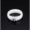 HIJONES Women's 6MM White & Black Ceramic Cubic Zirconia Ring