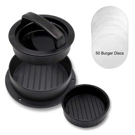 CCUCKY Non Stick Burger Press, Burger Maker 3-in-1 Stuffed Burger Mold with Extra 50 Burger Discs